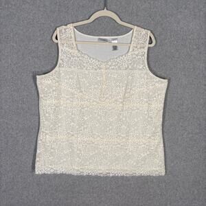 Emma James Lace Tank Cami 1X Cream Ivory Stretch Coquette Feminine Y2K 90s